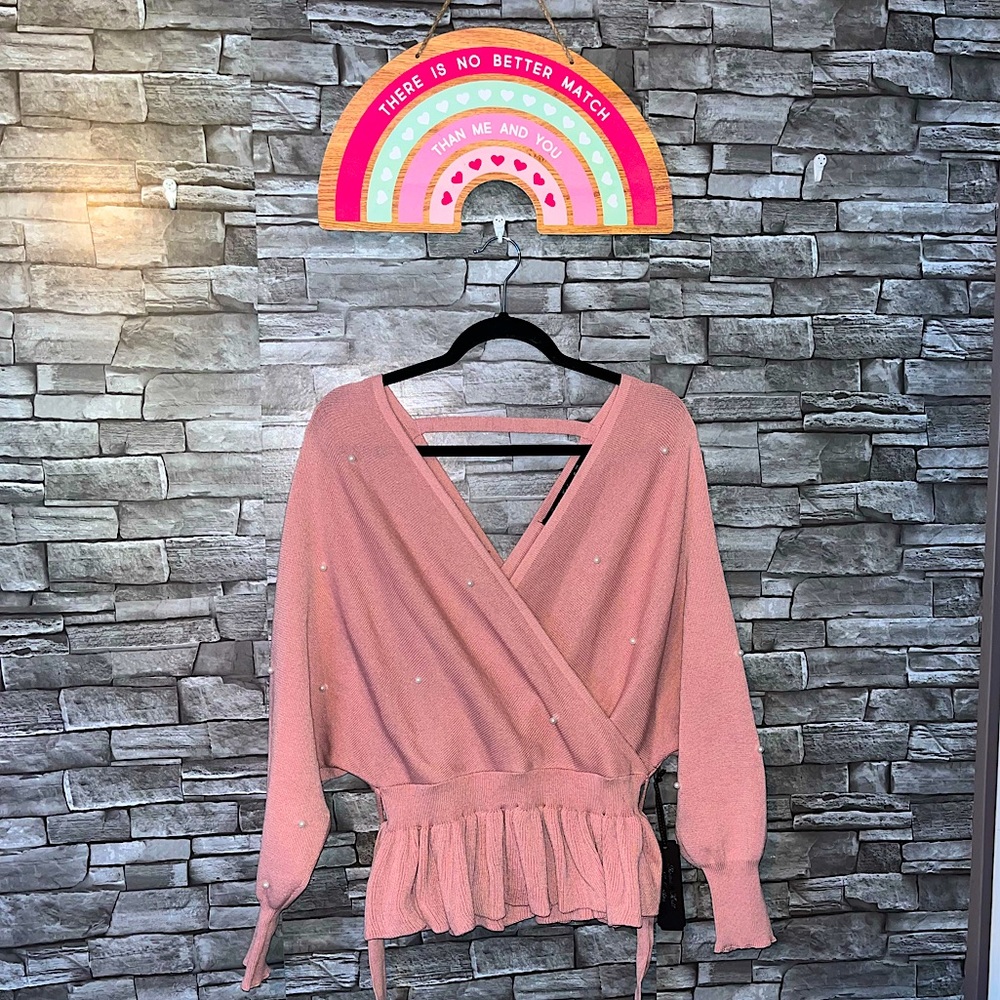Roma Knit- Mauve Pearl-Detailed Blouse